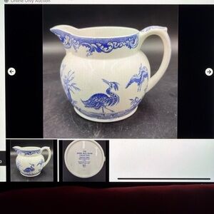 Spode Antique Blue and White Ornate Bird Jug